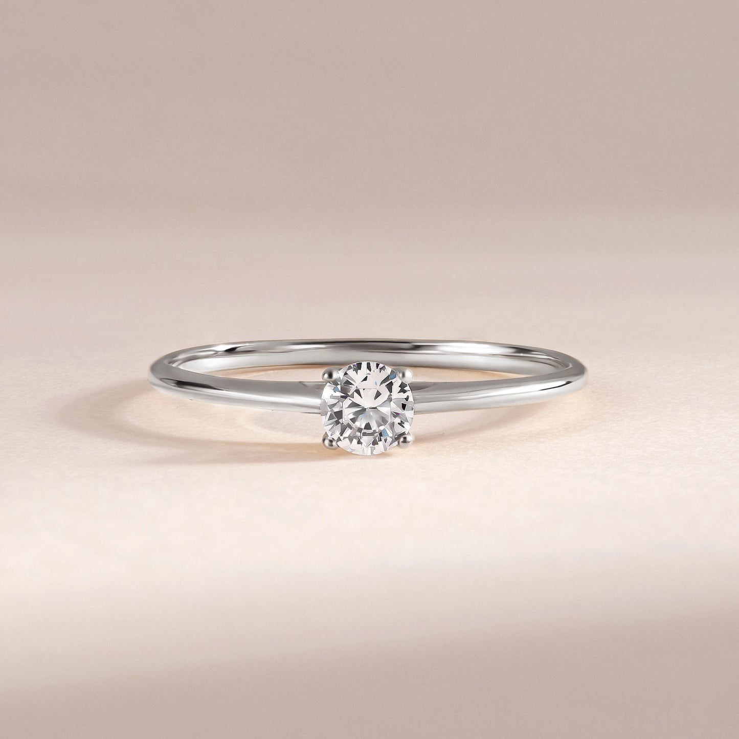 Minimalist Delicate 925 Sterling Silver Solitaire Cubic Zirconia Promise Ring for Her