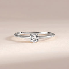 Minimalist Delicate 925 Sterling Silver Solitaire Cubic Zirconia Promise Ring for Her