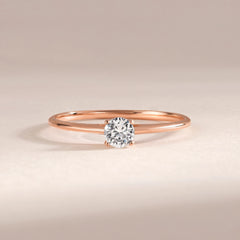 Delicate and Minimalist 18k Rose Gold Vermeil Solitaire Cubic Zirconia Engagement Ring