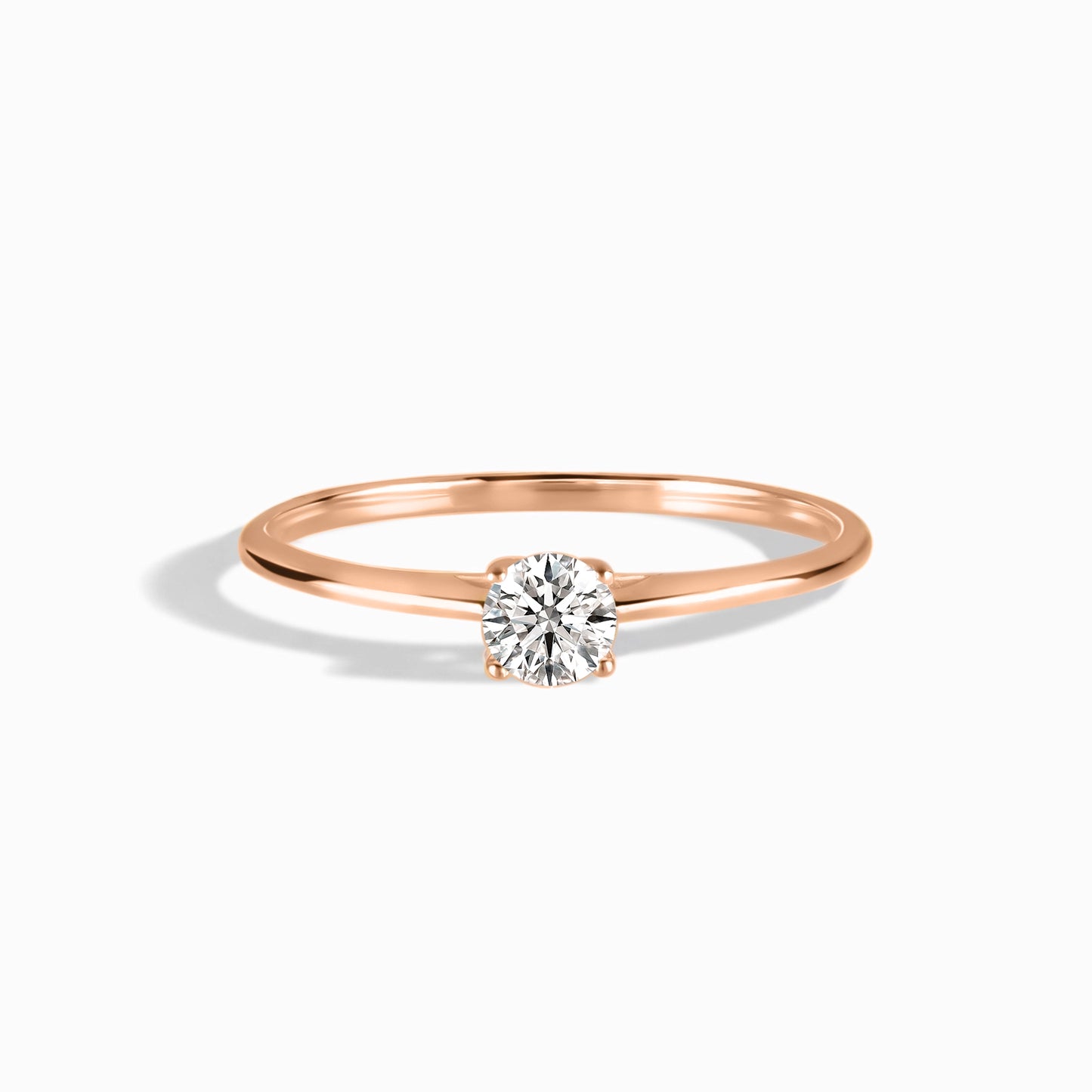 Delicate and Minimalist 18k Rose Gold Vermeil Solitaire Cubic Zirconia Engagement Ring