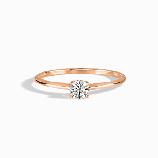 Delicate and Minimalist 18k Rose Gold Vermeil Solitaire Cubic Zirconia Engagement Ring