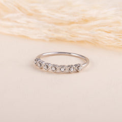 Women Unique 925 Sterling Silver CZ Heart Wedding Band