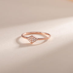 Women Dainty 18k Rose Gold Vermeil Silver CZ Promise Ring for Her