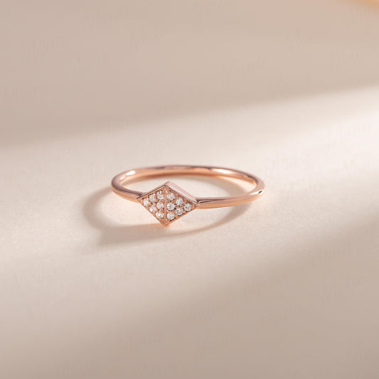 Women Dainty 18k Rose Gold Vermeil Silver CZ Promise Ring for Her