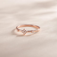 Dainty Minimalist 18K Rose Gold Vermeil Silver Clover CZ Promise Ring for Her