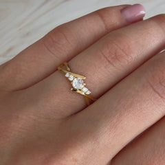 Dainty 18k Rose Gold Diamond Twisted Engagement Ring