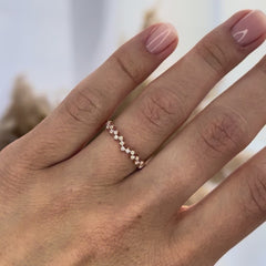 Women Dainty Minimalist 18K Yellow Gold Vermeil Cluster CZ Stacking Ring or Wedding Band