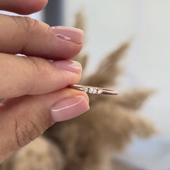 Dainty 18k Yellow Gold Vermeil Silver 3 Stone Oval CZ Promise Ring for Her