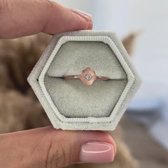 Women Dainty 18K Rose Gold Vermeil Silver Protection Hamsa Hand Ring