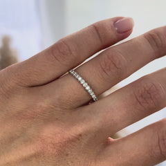 Women Dainty & Elegant 18K Yellow Gold Vermeil Silver Half Eternity Bezel Set CZ Wedding Band