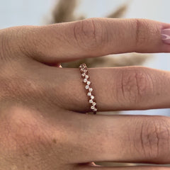 Dainty 18k Yellow Gold Vermeil Cluster CZ Wedding Band or Stacking Ring