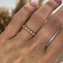 Women Vintage Style Art Deco 925 Sterling Silver Half Eternity CZ Wedding Band