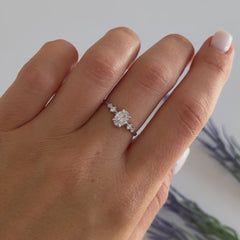 Dainty Minimalist 925 Sterling Silver Oval Cut Cubic Zirconia Promise Ring for Her