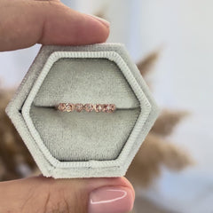Women Delicate 18K Rose Gold Vermeil Silver CZ Heart Wedding Band