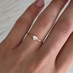 Minimalist Heart 18k Yellow Gold Vermeil Promise Ring for Her with Cubic Zirconia