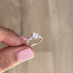 Dainty Minimalist 925 Sterling Silver Solitaire CZ Promise Ring for Her