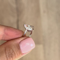 Women Unique 925 Sterling Silver Marquise Cut Solitaire CZ Engagement Ring