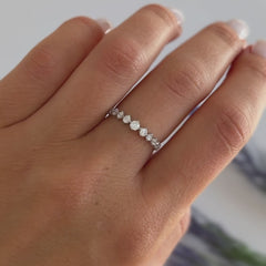 Delicate Half Eternity 18k Yellow Gold Vermeil Wedding Band with Cubic Zirconia