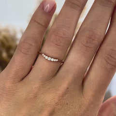 Women Dainty 18K Yellow Gold Vermeil Silver Chevron Wedding Band, Curved Stacking Ring