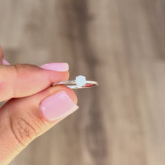 Minimalist Delicate 925 Sterling Silver Solitaire Cubic Zirconia Promise Ring for Her