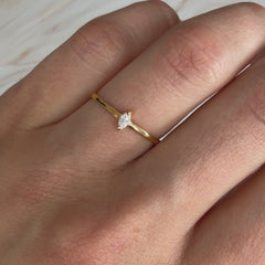 Minimalist Dainty 18k Yellow Gold Vermeil Marquise CZ Promise Ring