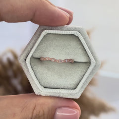 Women Art Deco Style 18K Rose Gold Vermeil Silver Half Eternity CZ Chevron Curved Stackable Wedding Band
