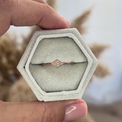 Dainty Geometric 18K Yellow Gold Vermeil Silver CZ Promise Ring for Her