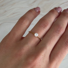 Minimalist 18k Yellow Gold Vermeil Solitaire Cubic Zirconia Engagement Ring
